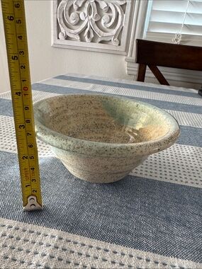 Handcrafted Ceramic Serving Bowl in Cream and Seafoam Green
